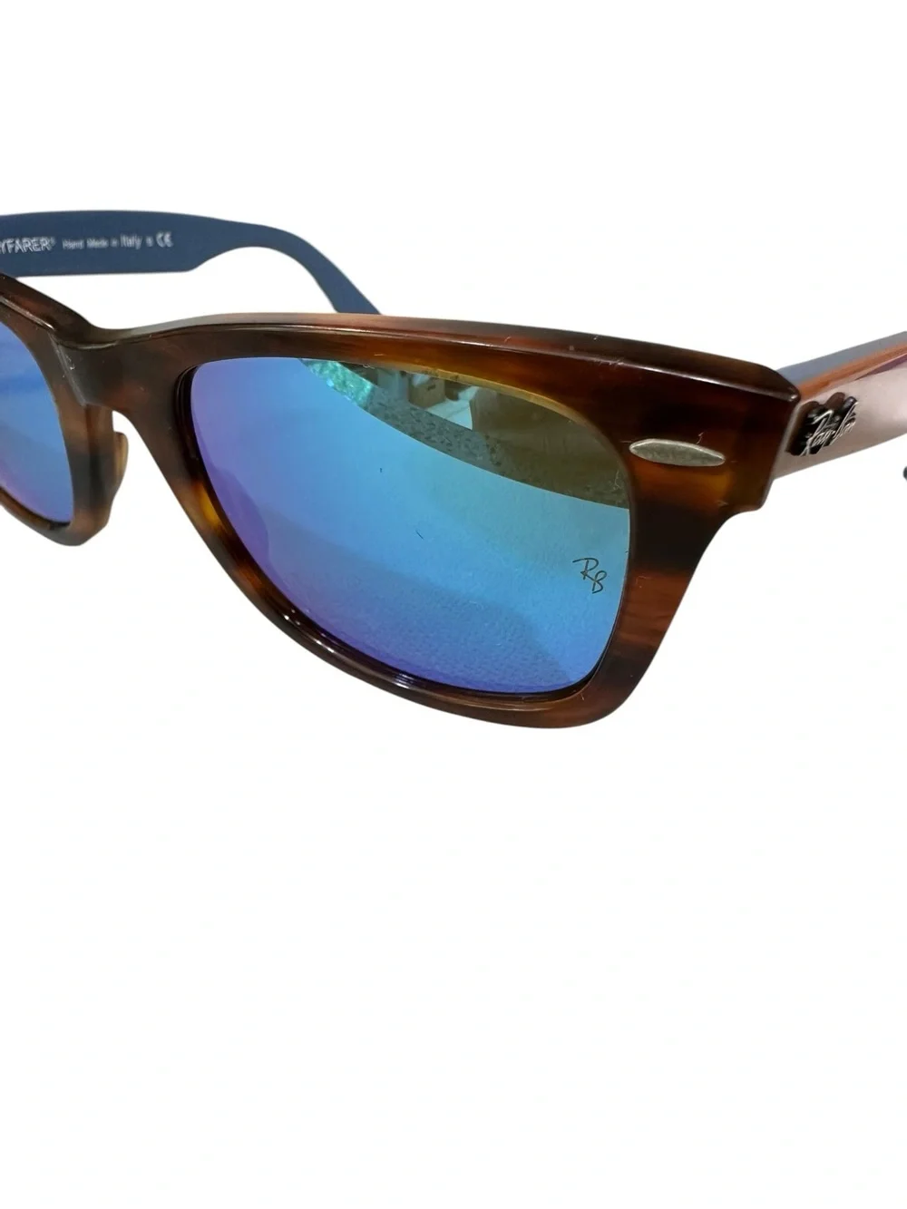 Ray-Ban RB2140 1176/17 Original Wayfarer Blue Mirrored Lens - Brown and Blue